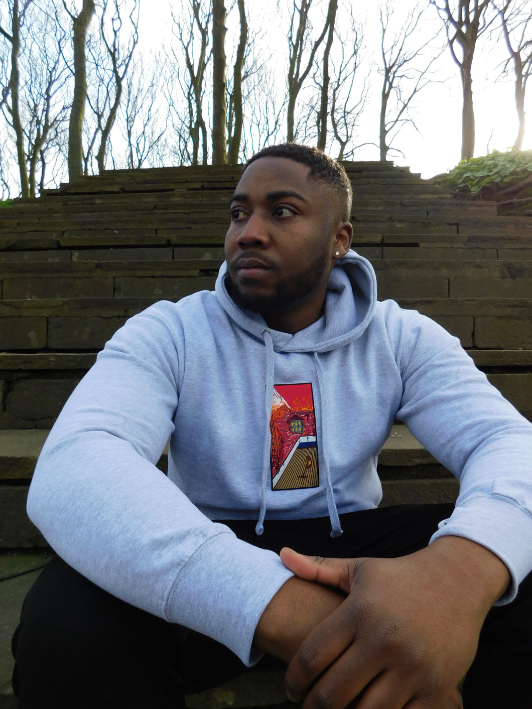 Grey 'Monk in the Sand' Hoodie.